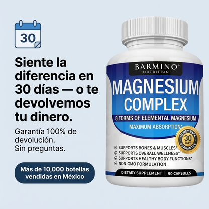 Barmino Magnesium Complex 8 en 1 - Deja de Inflamarte, Duerme Bien y Rinde Todo el Día